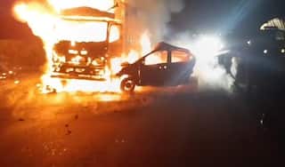 કચ્છમાં 4 વાહનોની જોરદાર ટક્કર, આગ લાગતા બાળક જીવતું સળગ્યું, 2નાં મોત