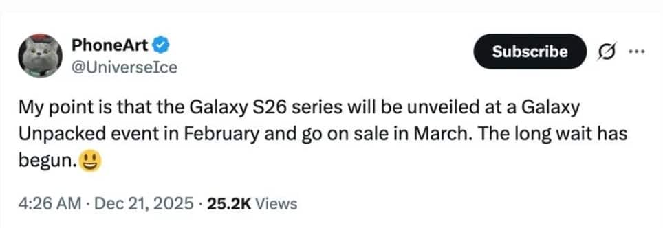 Samsung Galaxy S26 Ultra Release Date Pushed To February? Latest Leak Reveals The Truth