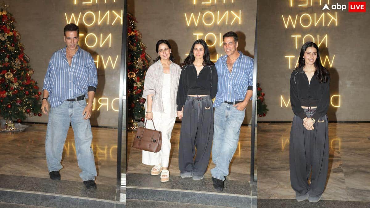 भांजी सिमर भाटिया की डेब्यू फिल्म 'इक्कीस' की स्क्रीनिंग पर पहुंचे मामा, अक्षय ने बहन अल्का संग दिए पोज
