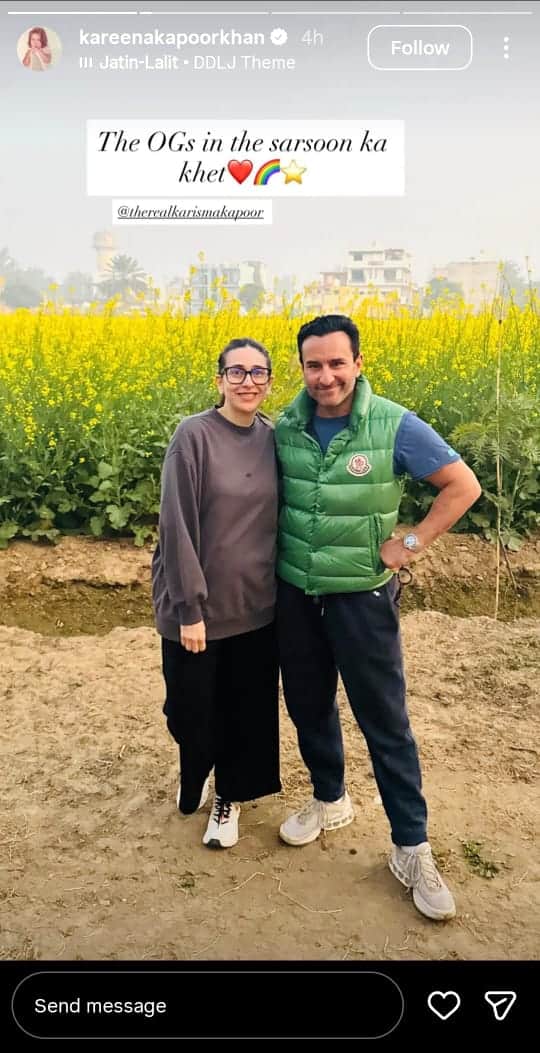 Apart from this, the actress has shared a photo of sister Karisma Kapoor and her husband Saif Ali Khan where both these Bollywood stars are seen posing in front of a mustard field. Bebo has written the caption with this photo - 'Ozies in the mustard field.' This casual outfit of both the stars looks quite classy.