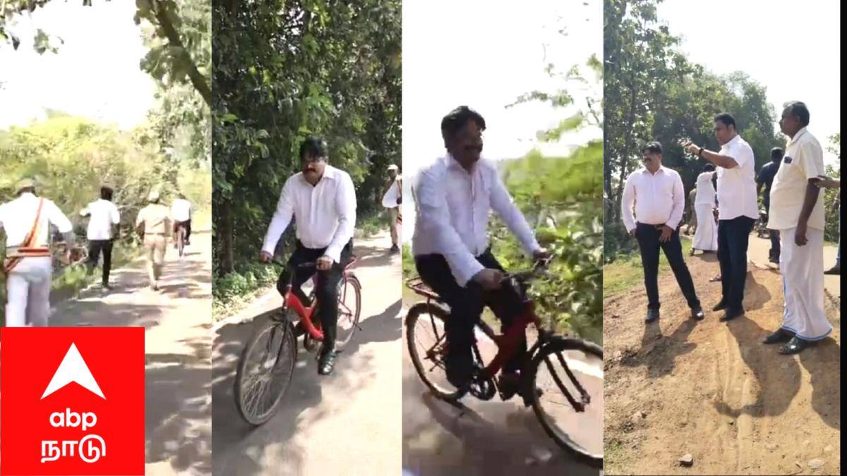 மிதிவண்டியில் 2 கி.மீ பயணித்து ஆற்றின் கரையோரம் ஆட்சியர் ஆய்வு - வைரலாகும் வீடியோ!
