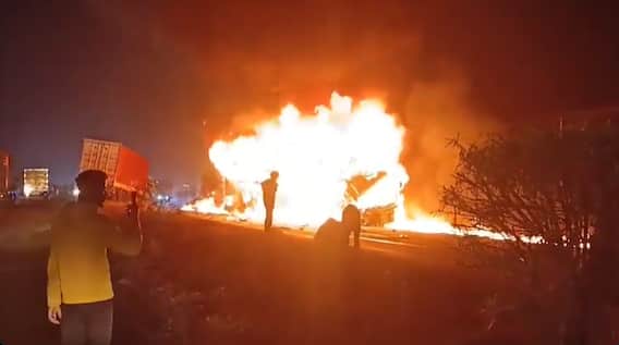 Nine Charred To Death As Bus Catches Fire After Lorry Collision In Chitradurga