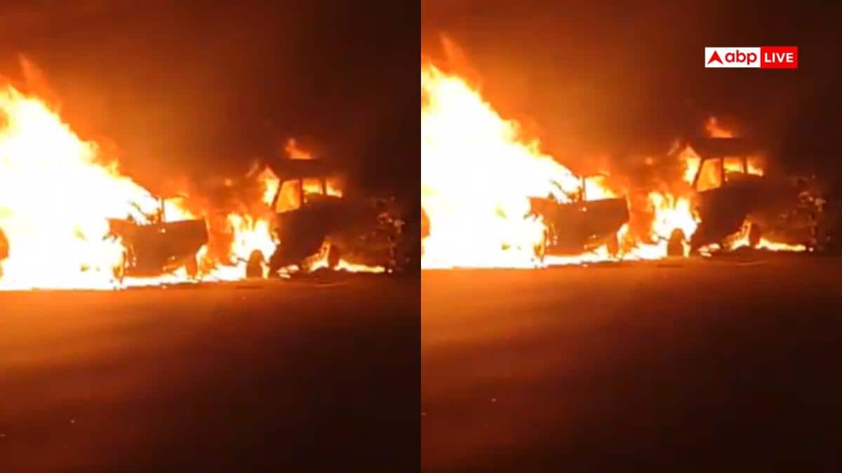 Greater Noida: Cars Catch Fire After Head-on Collision On Yamuna Expressway