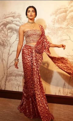 સાઉથ ગર્લ પૂજા હેગડેનું ફ્લૉરલ સાડીમાં ફોટોશૂટ