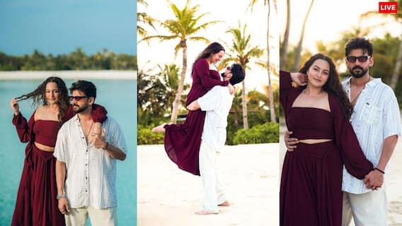 मालदीव्स में नए साल पर रोमांटिक हुए सोनाक्षी-जहीर, बीच पर दिए जमकर पोज, देखिए फोटोज