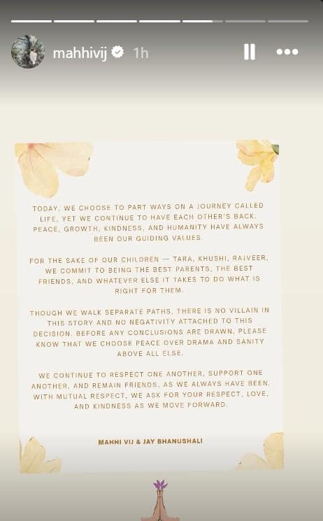 माही विजय और जय भानुशाली 15 साल की शादी के बाद अलग हो गए हैं, तलाक की पुष्टि हो गई है, उन्होंने कहा - इस कहानी में कोई खलनायक नहीं है।