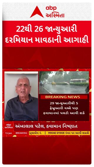 Ambalal Patel Prediction : સૌરાષ્ટ્રમાં પડશે માવઠું , અંબાલાલ પટેલની મોટી આગાહી