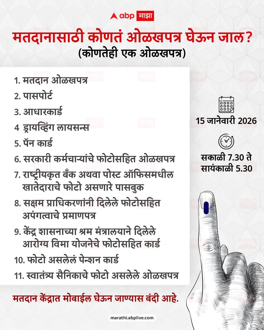 BMC Election : मतदान ओळखपत्र नाही? चिंता नको, या 11 ओळखीच्या पुराव्यांपैकी एक सोबत न्या