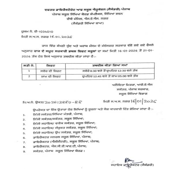 ਪੰਜਾਬ ਦੇ Double Shift ਸਕੂਲਾਂ ਦਾ ਬਦਲਿਆ ਸਮਾਂ, ਜਾਣੋ ਨਵਾਂ Time