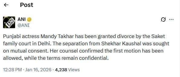 Mandy Takhar: ਪੰਜਾਬੀ ਅਦਾਕਾਰਾ ਮੈਂਡੀ ਤੱਖਰ ਦਾ ਹੋਇਆ ਤਲਾਕ, 2 ਸਾਲਾਂ ਦੇ ਅੰਦਰ ਹੀ ਟੁੱਟਿਆ ਵਿਆਹ!