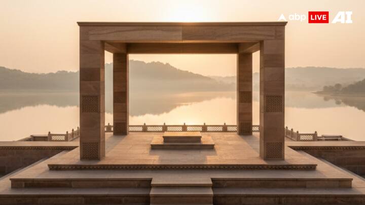 5. Mandaps Shaped by Landscape & Context: These mandaps respond directly to their surroundings rather than imposing a generic design. Stepped structures inspired by Udaipur’s palace ghats, minimalist stone-and-wood mandaps set against Goa’s coastline, or temple-style mandaps within Chettinad courtyards reflect how architecture, climate, light, and landscape shape the ceremony itself. Designed by architects, these mandaps prioritise proportion, spatial flow, and immersion. (Image Source: ABP Live AI)
