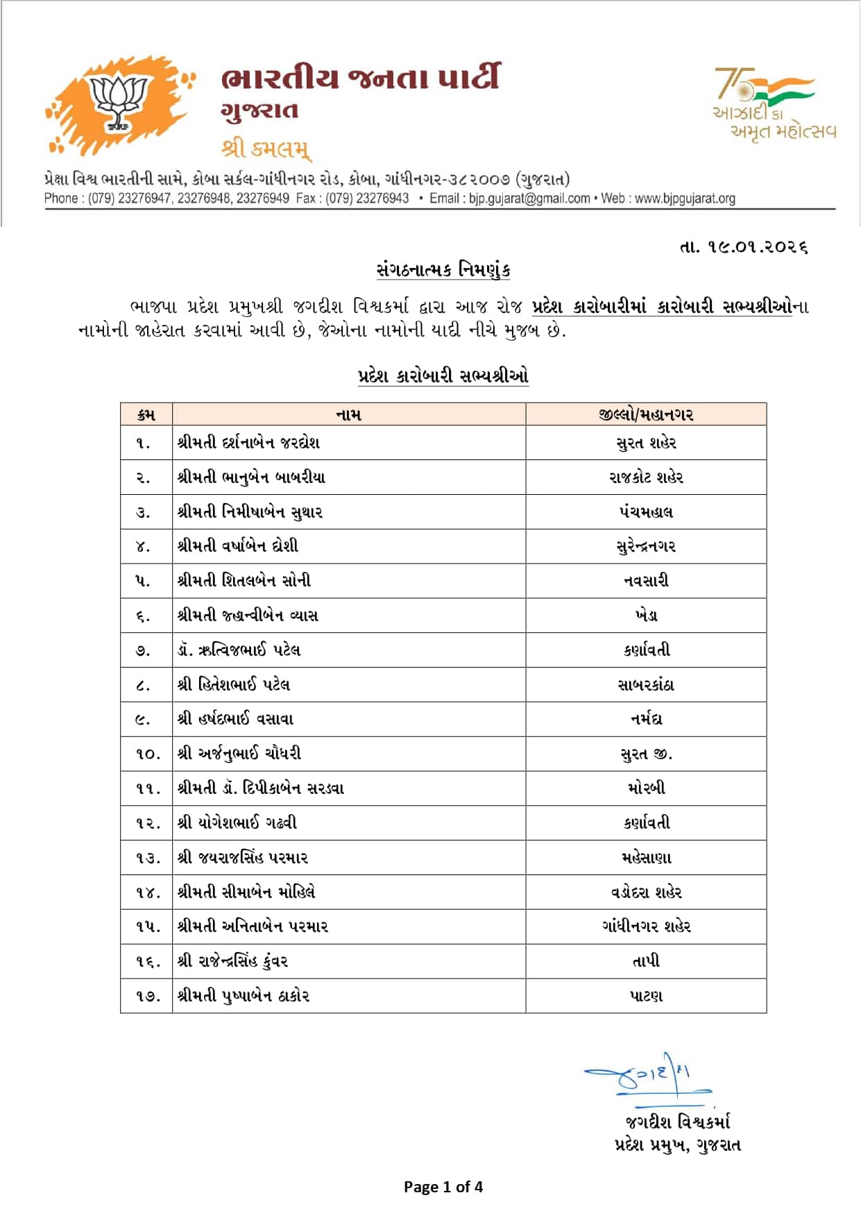 ગુજરાત ભાજપ સંગઠનનું નવું માળખું જાહેર, 79 કારોબારી અને 26 વિશેષ સભ્યોની નિમણૂક, જુઓ આખું લિસ્ટ