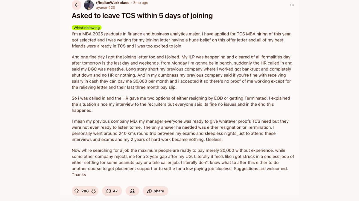 ABP Exclusive | ‘Asked To Leave Within 5 Days’: Former TCS Employee Says He Faced ‘Resignation Or Termination’ Choice
