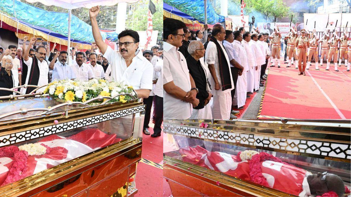 முழக்கமிட்ட முதலமைச்சர்; நல்லகண்ணு உடலுக்கு 72 குண்டுகள் முழங்க முழு அரசு மரியாதை; உடல் தானம்
