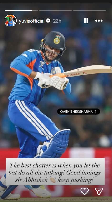অভিষেকের অর্ধশতরানের পর যুবরাজের পোস্ট
