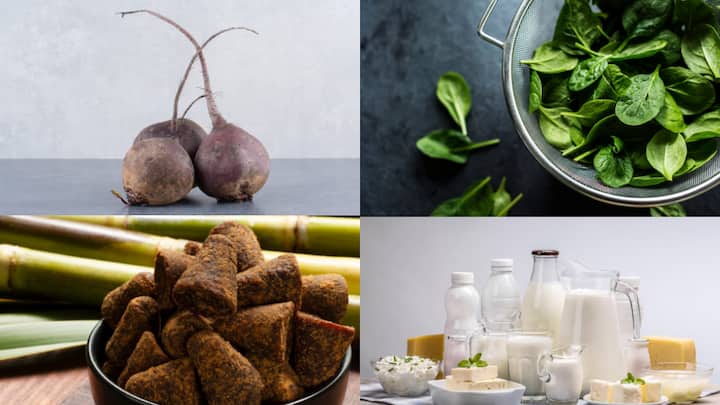 જો તમારા શરીરમાં હિમોગ્લોબિનનું સ્તર ઓછું હોય તો તમારા ડાયટમાં આયર્નયુક્ત ખોરાકનો સમાવેશ કરવો જોઈએ. તમારા ડાયટમાં લીલા પાંદડાવાળા શાકભાજીનો સમાવેશ કરો. બીટ, સફરજન, ગોળ, પાલક, ડેરી ઉત્પાદનો જેવા આયર્ન પૂરક ખોરાક ખાઓ.