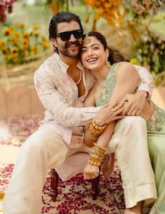 गोऱ्या गोऱ्या गालांवरी चढली लाजंची लाली...; रश्मिका-विजयच्या हळदीचे PHOTOs