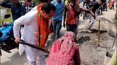 ভোটের প্রচারে বেরিয়ে শ্রমিকদের সঙ্গে সিমেন্ট-বালি মাখছেন বিজেপি প্রার্থী! অভিনব ছবি মাদারগঞ্জ এলাকায়
