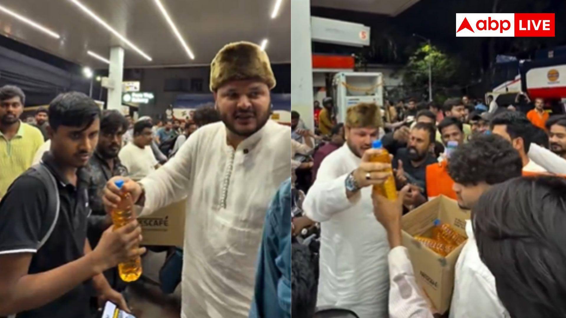 स्विगी-जोमेटो वालों को फ्री में पेट्रोल बांट रहा शख्स, पेट्रोल पंप पर लग गई भीड़; वीडियो वायरल