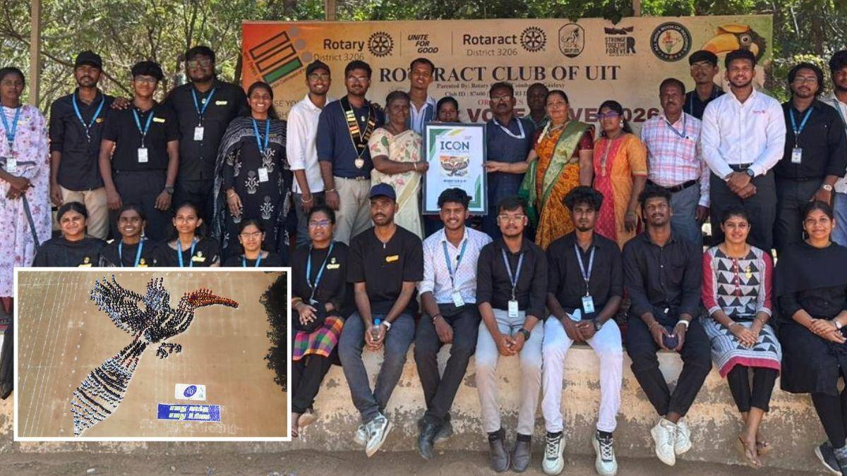 “1445 மாணவர்கள் ஒன்றிணைந்து ஹார்ன்பில் உருவம்" – கோவையில் சாதனை...