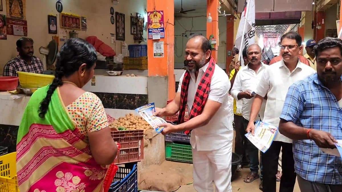 திருவையாறு, தஞ்சாவூர் திமுக வேட்பாளர்களுக்கு ஆதரவாக வாக்குகள் சேகரித்த துரை.சுதாகர்