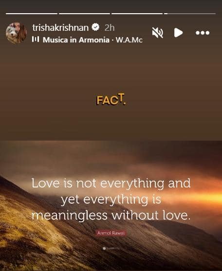 Trisha: త్రిష ప్రేమ పలుకులు... విజయ్ కోసమా? సంగీతకు కౌంటరా?