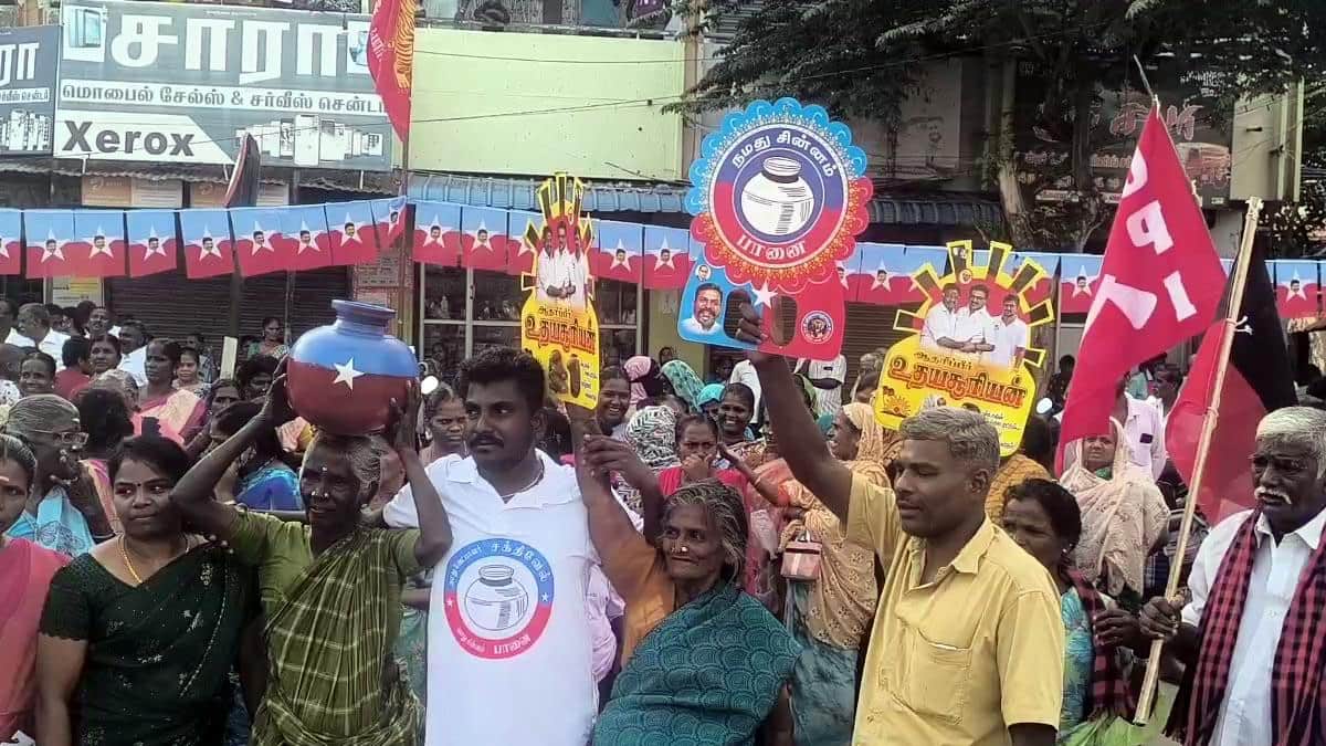 தொல். திருமாவளவன், ஓ. பன்னீர்செல்வம் இணைந்து பிரச்சாரம் – பெரியகுளத்தில் பானை சின்னத்திற்கு ஆதரவு