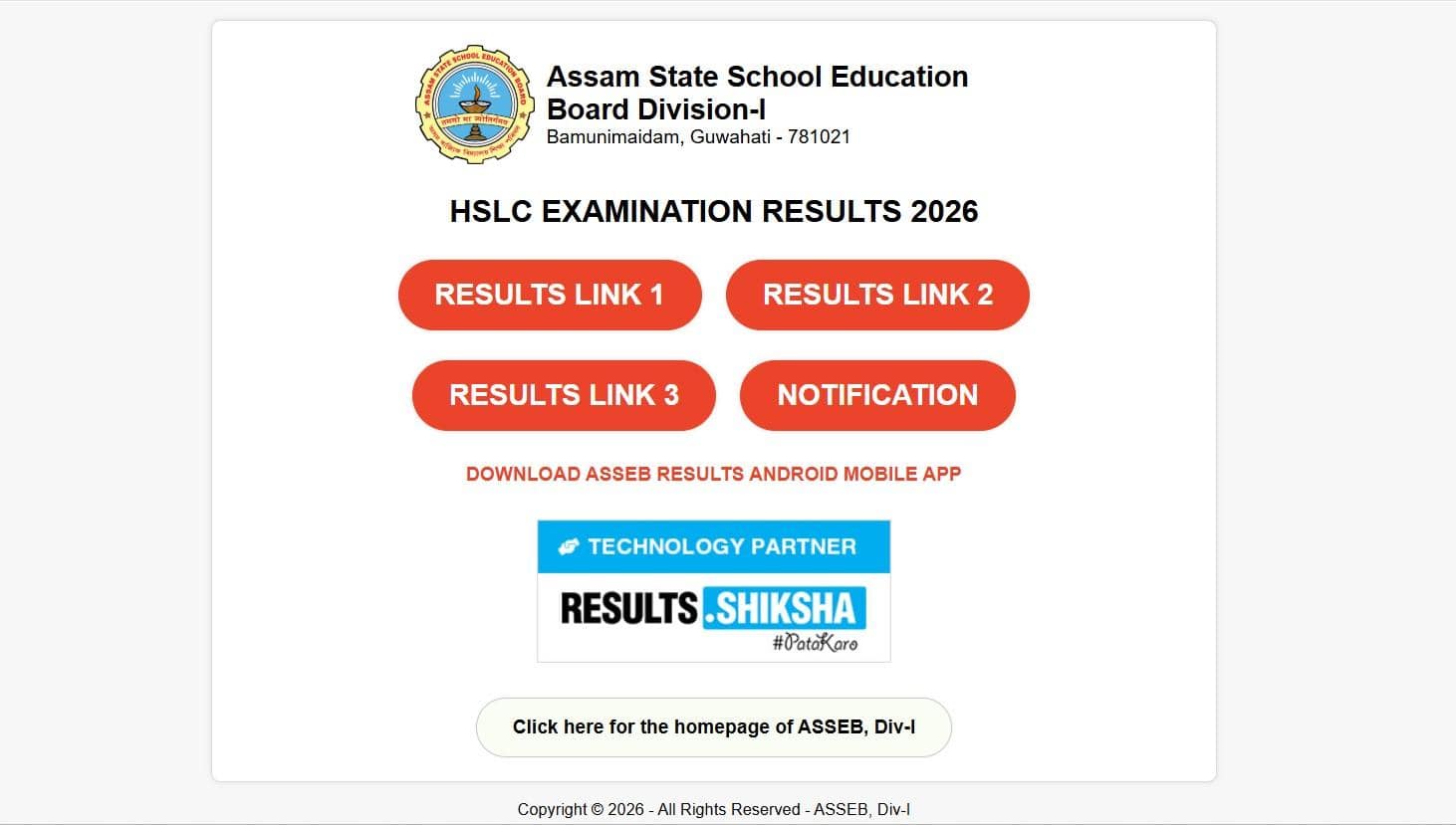 Assam HSLC Result 2026 OUT: SEBA Class 10 Scorecard Declared, 65.62% Pass Rate, Direct Link Here