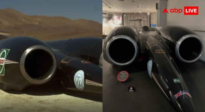Thrust SSC एक स्पेशल जेट-पावर्ड कार है जिसने दुनिया में पहली बार जमीन पर ध्वनि की गति (speed of sound) को पार किया. इसे 1997 में चलाया गया था और इसने लगभग 763 mph (1228 km/h) की रफ्तार हासिल की, जिससे यह सुपरसोनिक बन गई.
