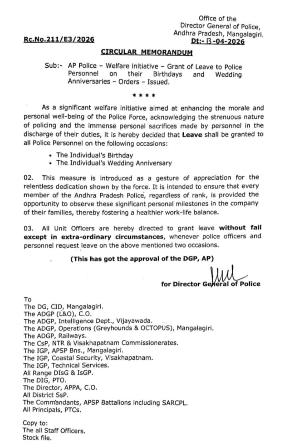 AP Police Holiday: ఏపీ పోలీసులకు శుభవార్త.. ఈ 2 రోజులు వారికి స్పెషల్ హాలిడే మంజూరు చేసిన ప్రభుత్వం