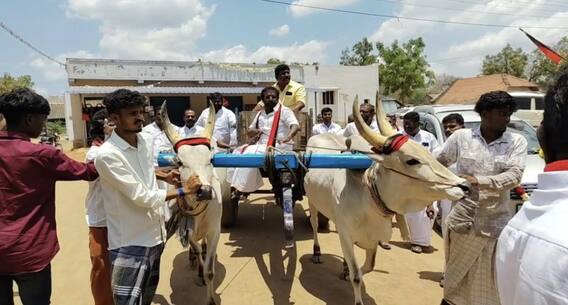 மாட்டு வண்டியில் சென்று திமுக வேட்பாளர் நடிகர் கருணாஸ் வாக்கு சேகரிப்பு ! மாட்டு வண்டியில் சென்று திமுக வேட்பாளர் நடிகர் கருணாஸ் வாக்கு சேகரிப்பு !