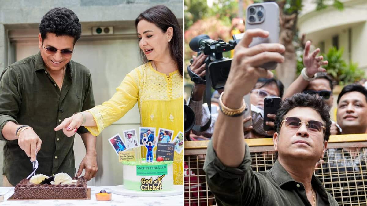 WATCH: Sachin Tendulkar Cuts Cake With Fans Outside Mumbai Home On 53rd Birthday
