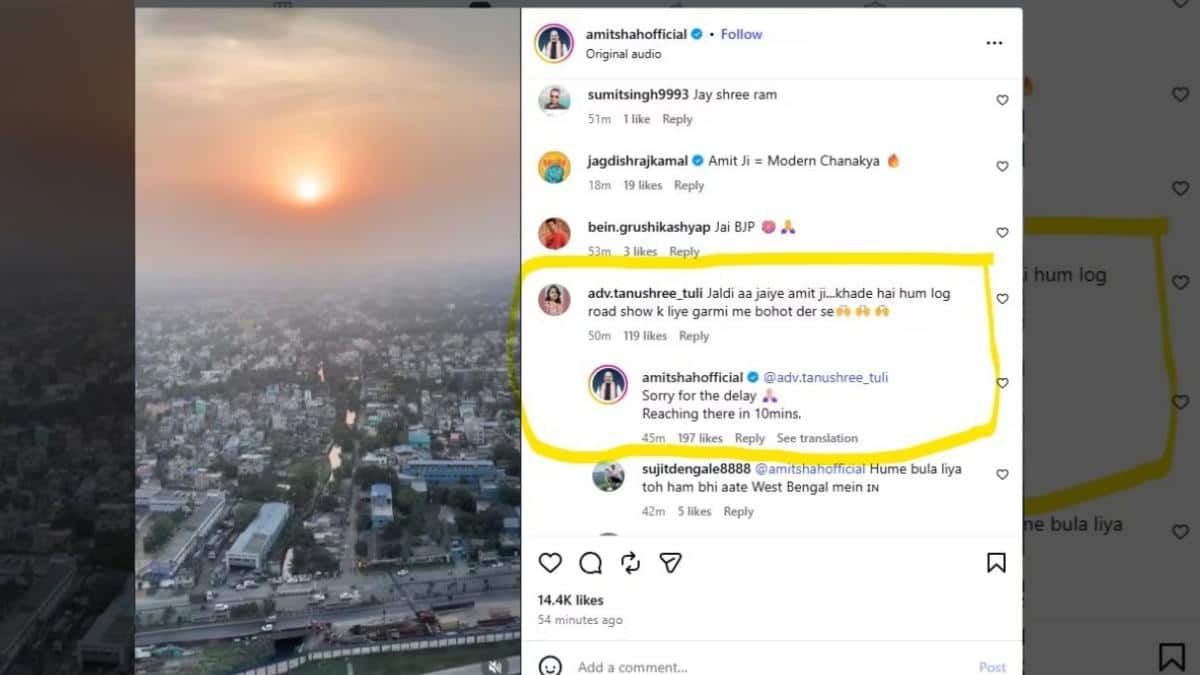 ‘Sorry For The Delay’: Amit Shah’s Insta Response Wins Internet During Bengal Campaign
