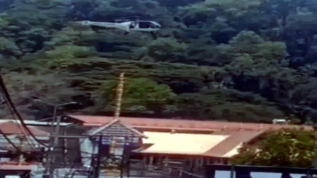 சபரிமலை சன்னிதானம் அருகே தாழ்வாக பறந்த கப்பற்படைக்கு சொந்தமான ஹெலிகாப்டர் – காரணம் என்ன?