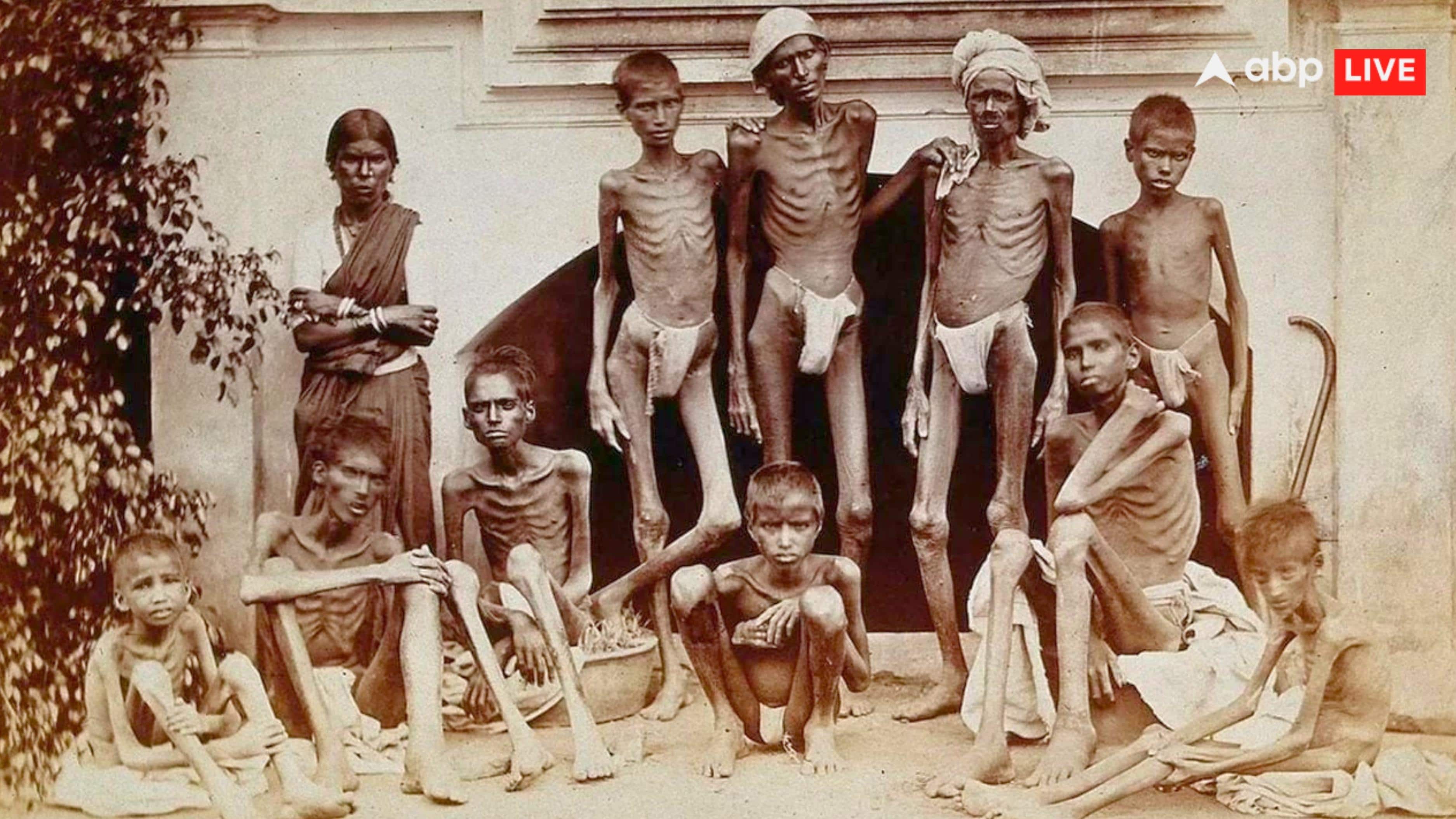 1877 में ग्रेट फेमाइन के दौरान कुपोषण से पीड़ित परिवार