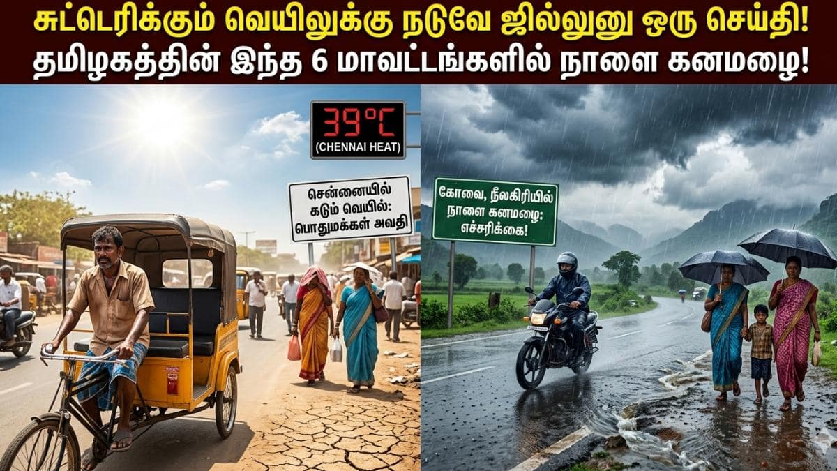 வெயிலுக்கு நடுவே ஜில்லுனு ஒரு செய்தி! தமிழகத்தின் இந்த 6 மாவட்டங்களில் நாளை கனமழை - உங்கள் ஊர் இருக்கா?