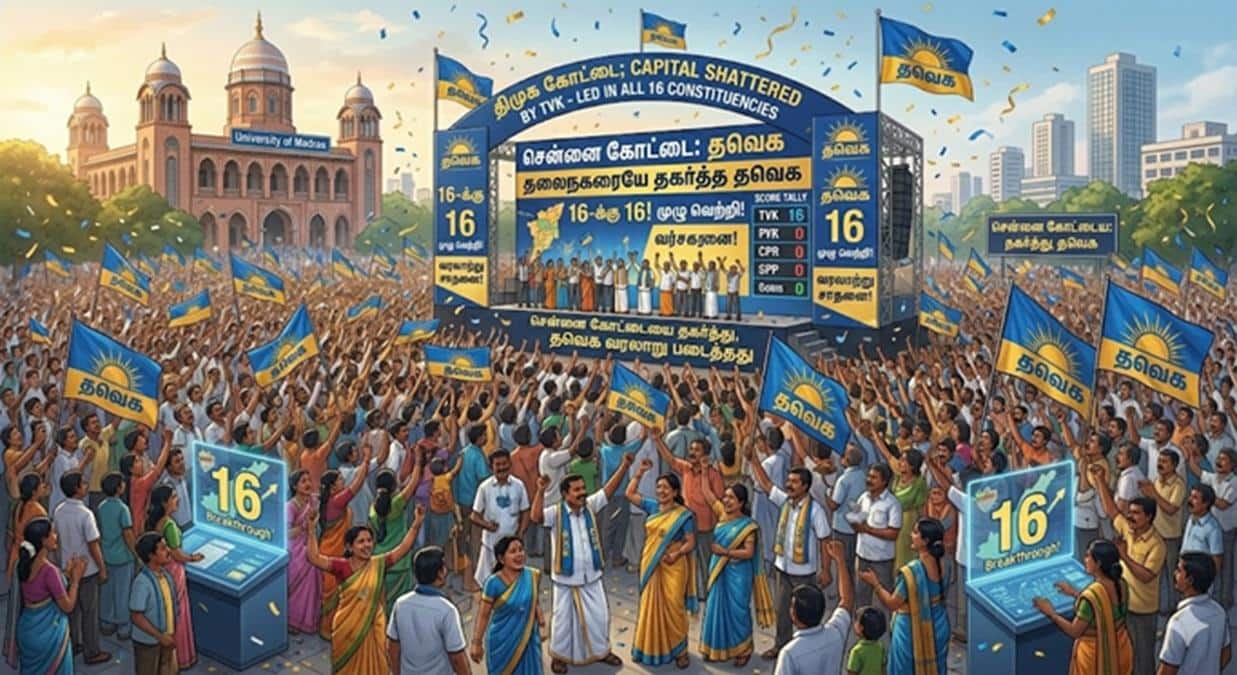 TN Election Results: சரிந்த திமுக கோட்டை; தலைநகரையே தகர்த்த தவெக- சென்னையில் 16 தொகுதிகளிலும் முன்னிலை!