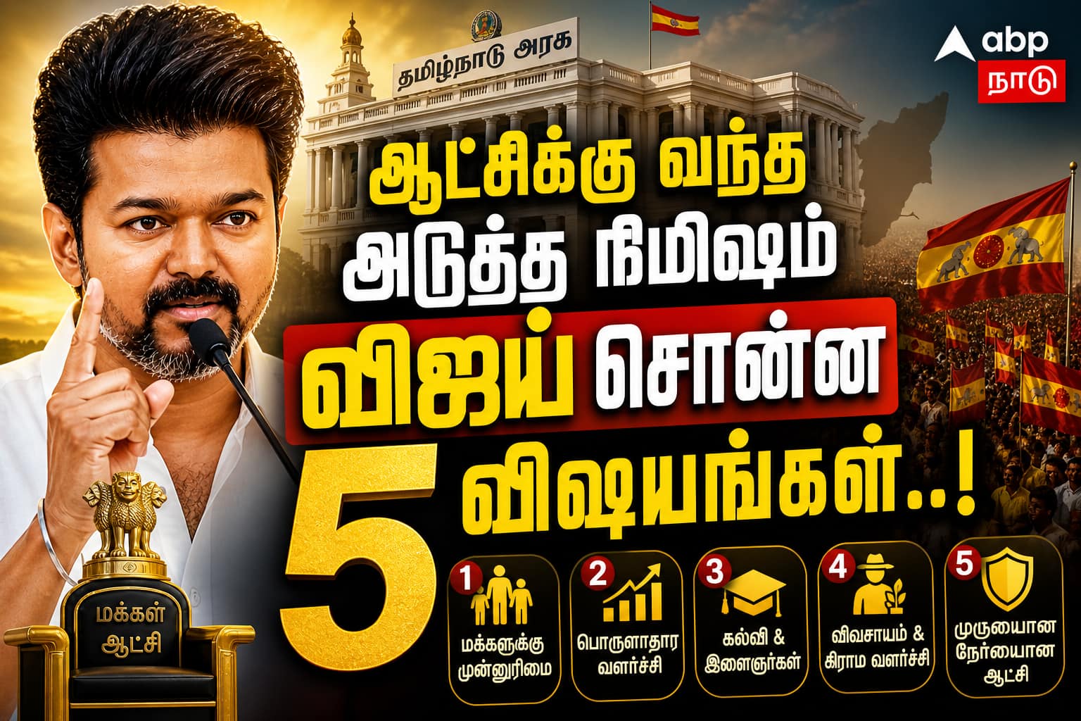 Vijay’s Top 5 Promises : ’ஆட்சிக்கு வந்த அடுத்த நிமிஷம்’ விஜய் சொன்னது இதுதான்..!