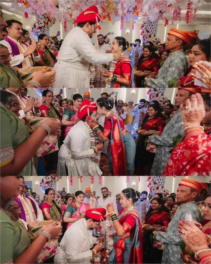 पारंपरिक पद्धतीनं ऋग्वेद आणि विभा यांनी सप्तपदी घेत नव्या आयुष्याला सुरुवात केलीय.
