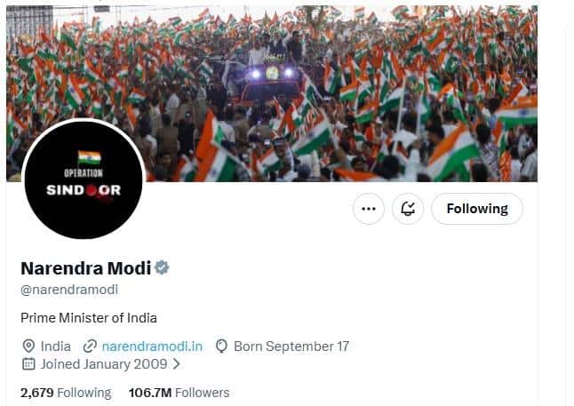 PM Modi Changes X Display Picture As Operation Sindoor Completes One Year