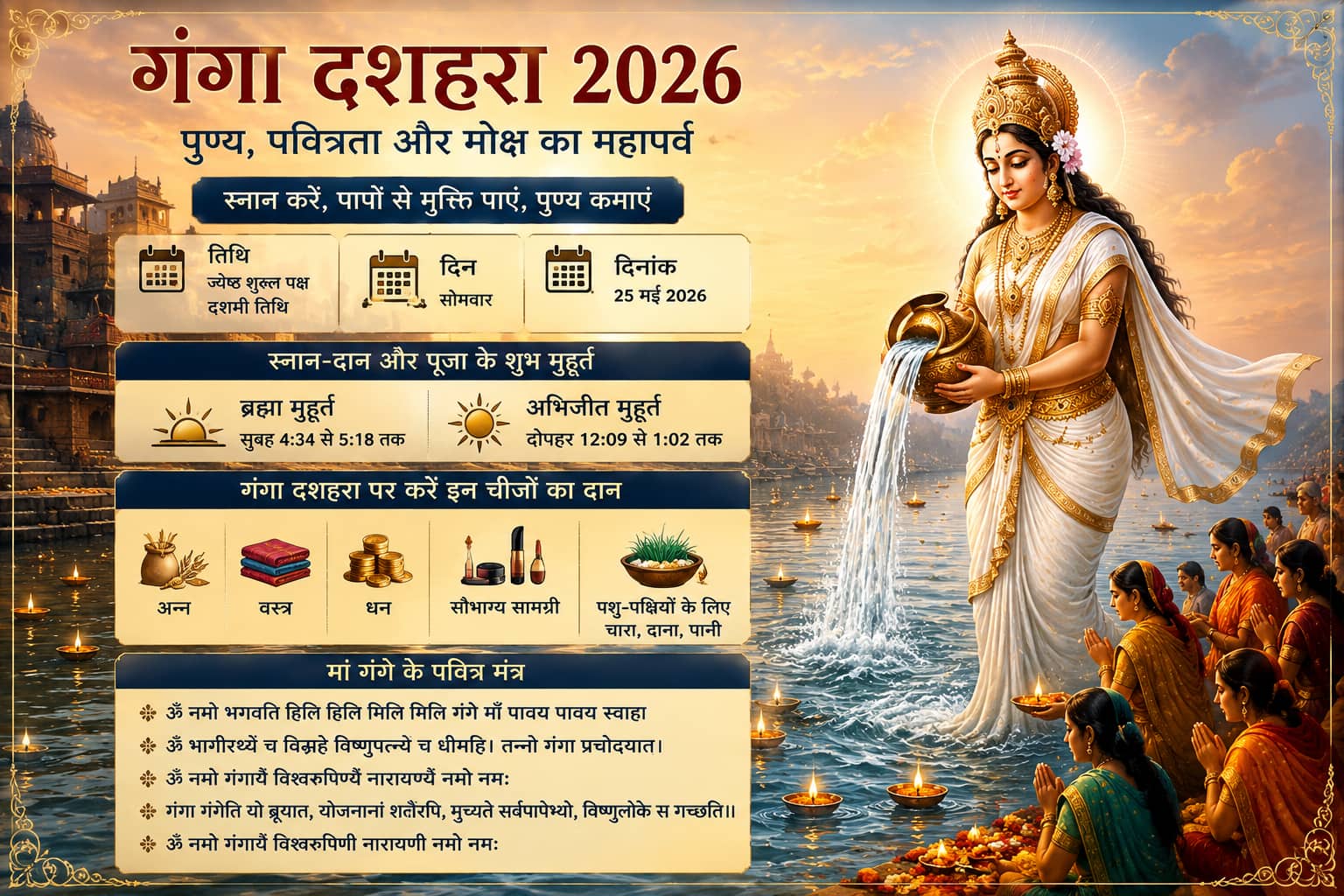 Ganga Dussehra 2026: 25 मई को गंगा दशहरा, नोट करें पवित्र स्नान-दान और पूजा का शुभ मुहूर्त