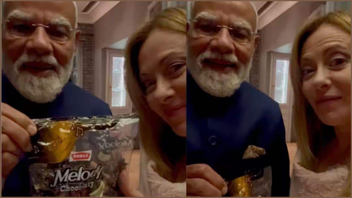 Modi Meloni Melody: இத்தாலி பிரதமர் மெலோனிக்கு ‘மெலோடி‘ சாக்லெட் கொடுத்த மோடி; இணையத்தில் வைரலாகும் வீடியோ