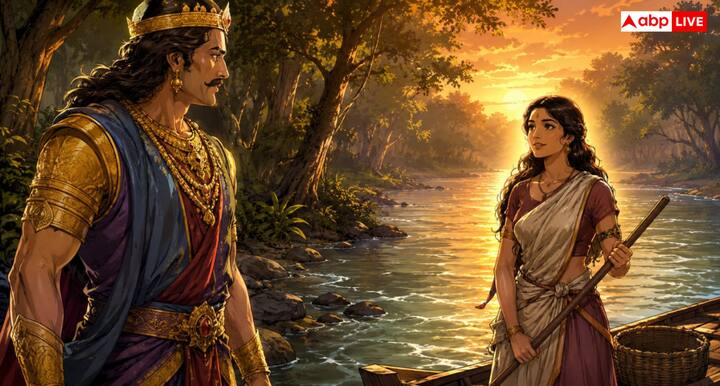 एक बार राजा शांतनु यमुना नदी के समीप वन में गए. वहां उन्होंने मल्लाह की एक देवकन्या को देखा. उसका रूप अत्यंत सुंदर और आकर्षक था. राजा उसे देखते ही मोहित हो गए और उसके पास जाकर बोले कि तुम कौन हो? किसकी पुत्री हो? क्या तुम मेरी रानी बनोगी? उस कन्या का नाम सत्यवती था.