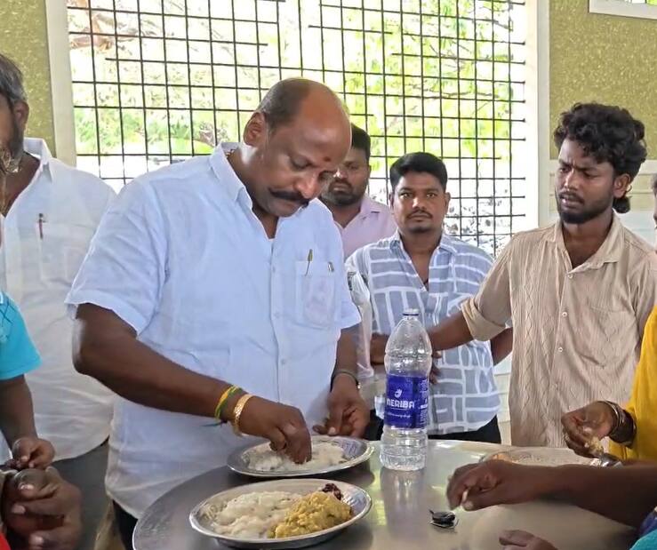 அரசு மருத்துவமனையில் சிகிச்சை.. அம்மா உணவகத்தில் மதிய உணவு - தவெக அமைச்சர் காட்டிய எளிமை
