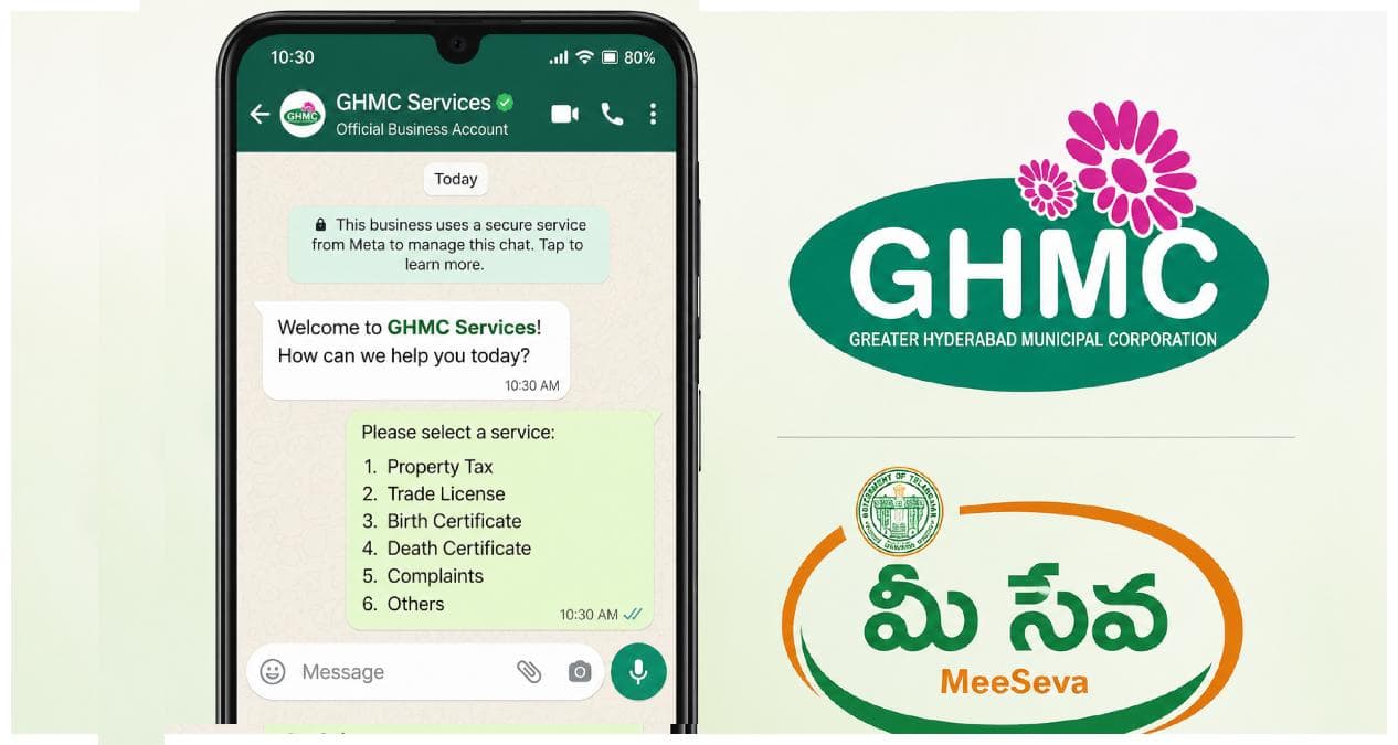 GHMC MeeSeva WhatsApp Number: అరచేతిలోనే జీహెచ్‌ఎంసీ ఆఫీస్‌! వాట్సాప్‌లోనే బర్త్‌ సర్టిఫికెట్‌ నుంచి 9 రకాల సేవలు!