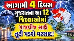 આગામી 4 દિવસ ગુજરાતના આ 12 જિલ્લાઓમાં ગાજવીજ સાથે તૂટી પડશે વરસાદ; હવામાન વિભાગની મોટી આગાહી