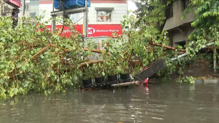জলমগ্ন যাদবপুর, গাছ ভেঙে পড়ে বন্ধ পর্যন্ত হয়ে যায় রাস্তা। আবহাওয়া দফতর জানাচ্ছে, এদিন ঝড়ে গতিবেগ ছিল, ৮৮ কিমি প্রতি ঘণ্টা। দমদমে ৭৪ কিমি বেগে ঝড় হয়েছে।