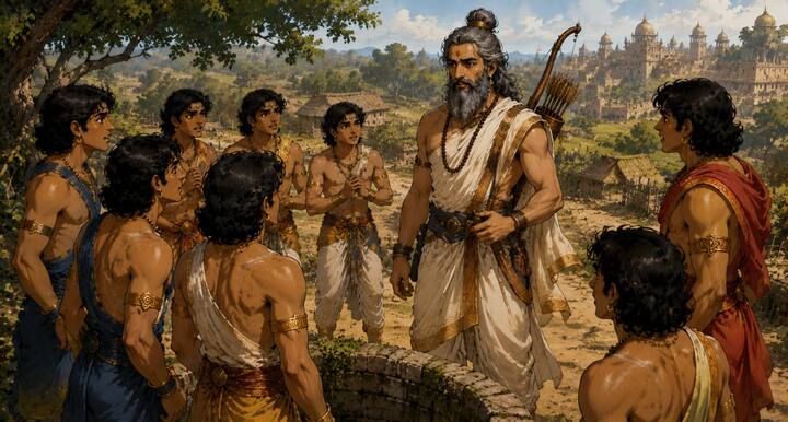उसी समय वहाँ एक तेजस्वी ब्राह्मण पहुँचे. उन्होंने राजकुमारों की चिंता का कारण पूछा. जब उन्हें पूरी घटना बताई गई तो वे मुस्कुराए. उनके चेहरे पर आत्मविश्वास झलक रहा था. उन्होंने राजकुमारों से कहा कि वे बिना कुएँ में उतरे गुल्ली को बाहर निकाल सकते हैं.