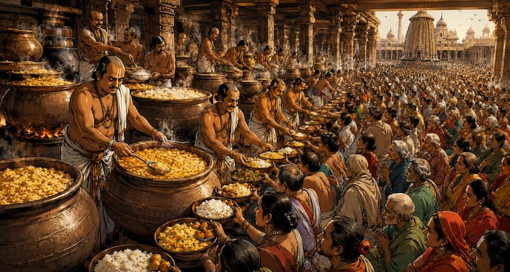 जगन्नाथ मंदिर का महाप्रसाद हजारों श्रद्धालुओं में प्रतिदिन वितरित किया जाता है. आश्चर्य की बात यह है कि प्रसाद कभी कम नहीं पड़ता, लेकिन मंदिर बंद होने तक पूरा समाप्त हो जाता है. भक्त इसे भगवान जगन्नाथ की कृपा मानते हैं. यह परंपरा सदियों से लोगों की आस्था और विश्वास का केंद्र बनी हुई है.