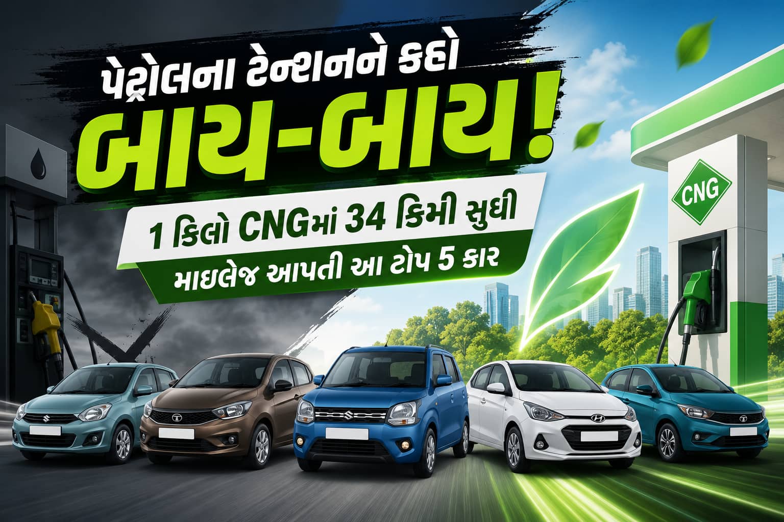 CNG Cars: 1 કિલો CNG માં 34 કિમી સુધીની માઇલેજ આપતી આ ટોપ 5 કાર